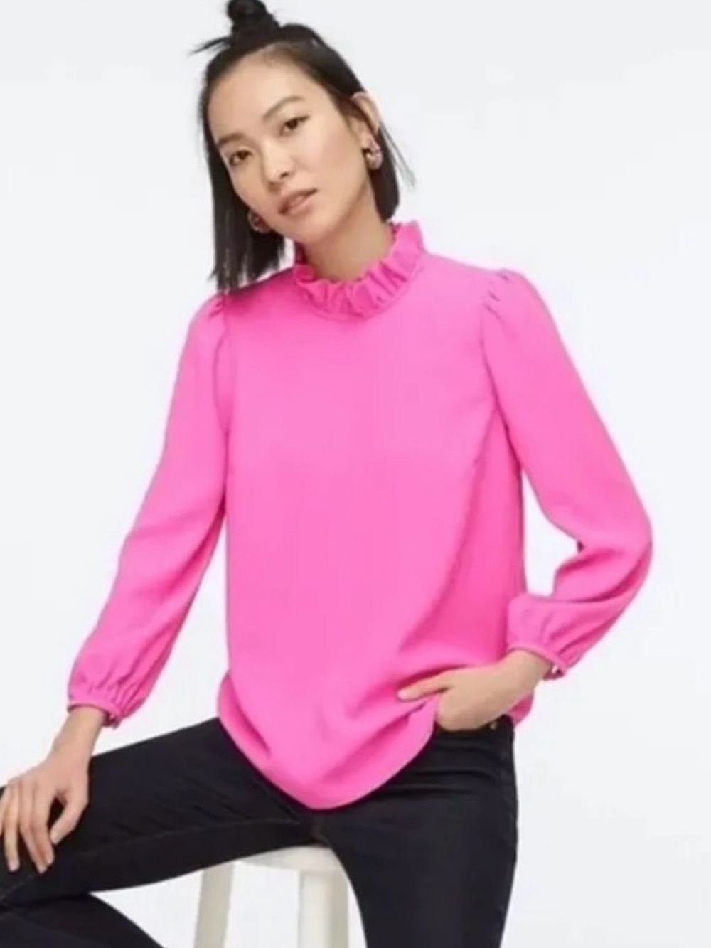 J Crew Pink Ruffle Trim Tunic Sz Medium